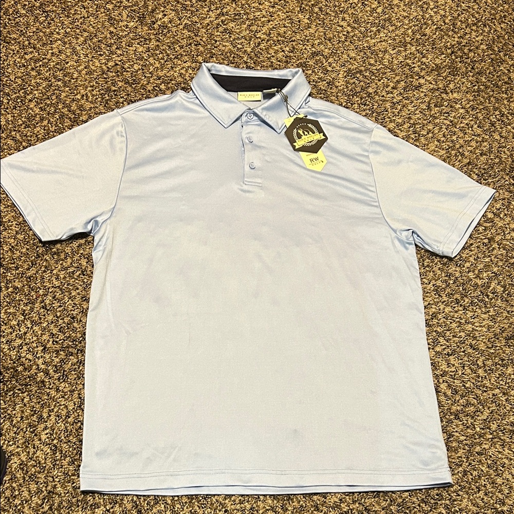 Robie Whelan Men’s Baby Blue Golf Performance Short Sleeve Polo Shirt large